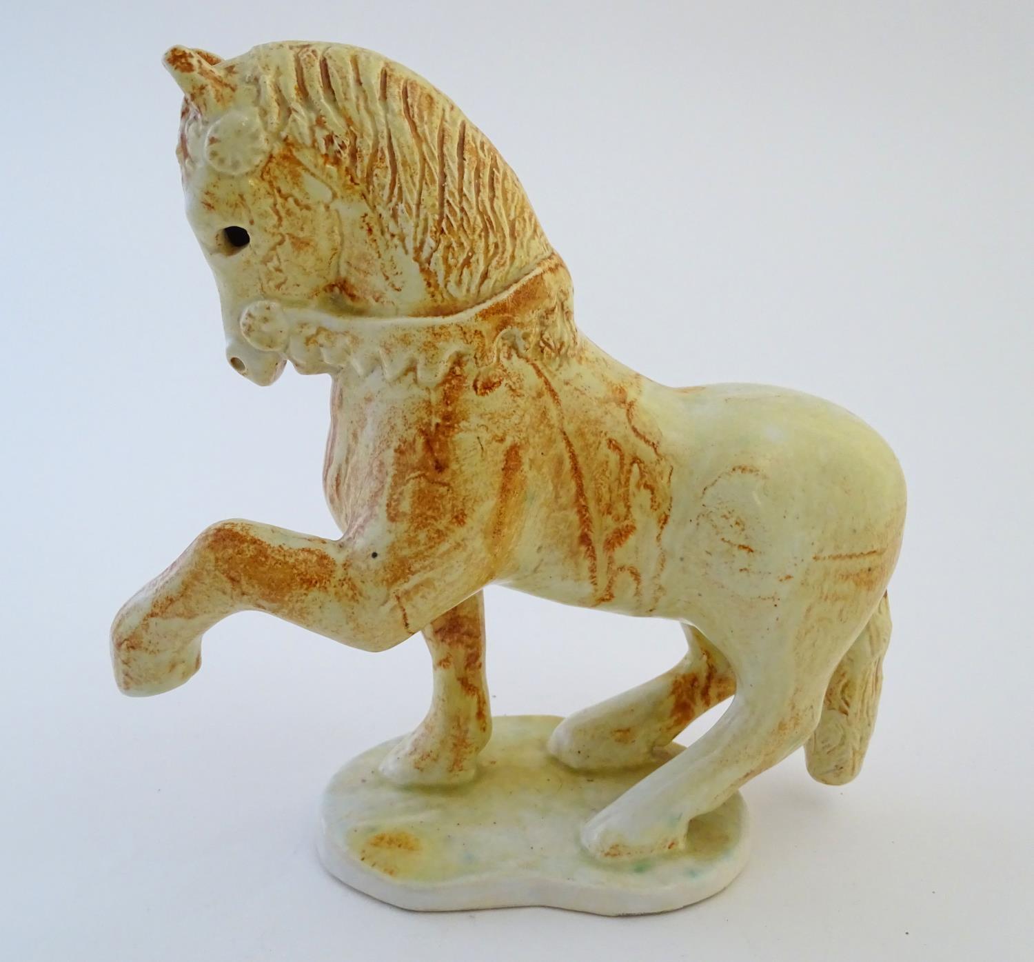 A Paula Humphries studio pottery model of a horse on an oval base. Marked under with impressed bee - Image 5 of 9