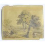 H. Allen, XIX, English School, Pencil and coloured wash, A landscape scene with cattle / cows