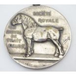 A Belgian silver plate medallion with image of Horse to one side ' Societe Royale Le Cheval de Trait