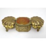 An 18th / 19thC Continental three sectional gilded box / table snuff, the central section with