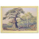 Monogrammed MLC, XIX, English School, Watercolour and gouache, A wooded landscape scene with a