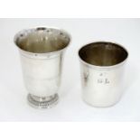 Two French silver beakers the tallest 4" (2) Please Note - we do not make reference to the condition