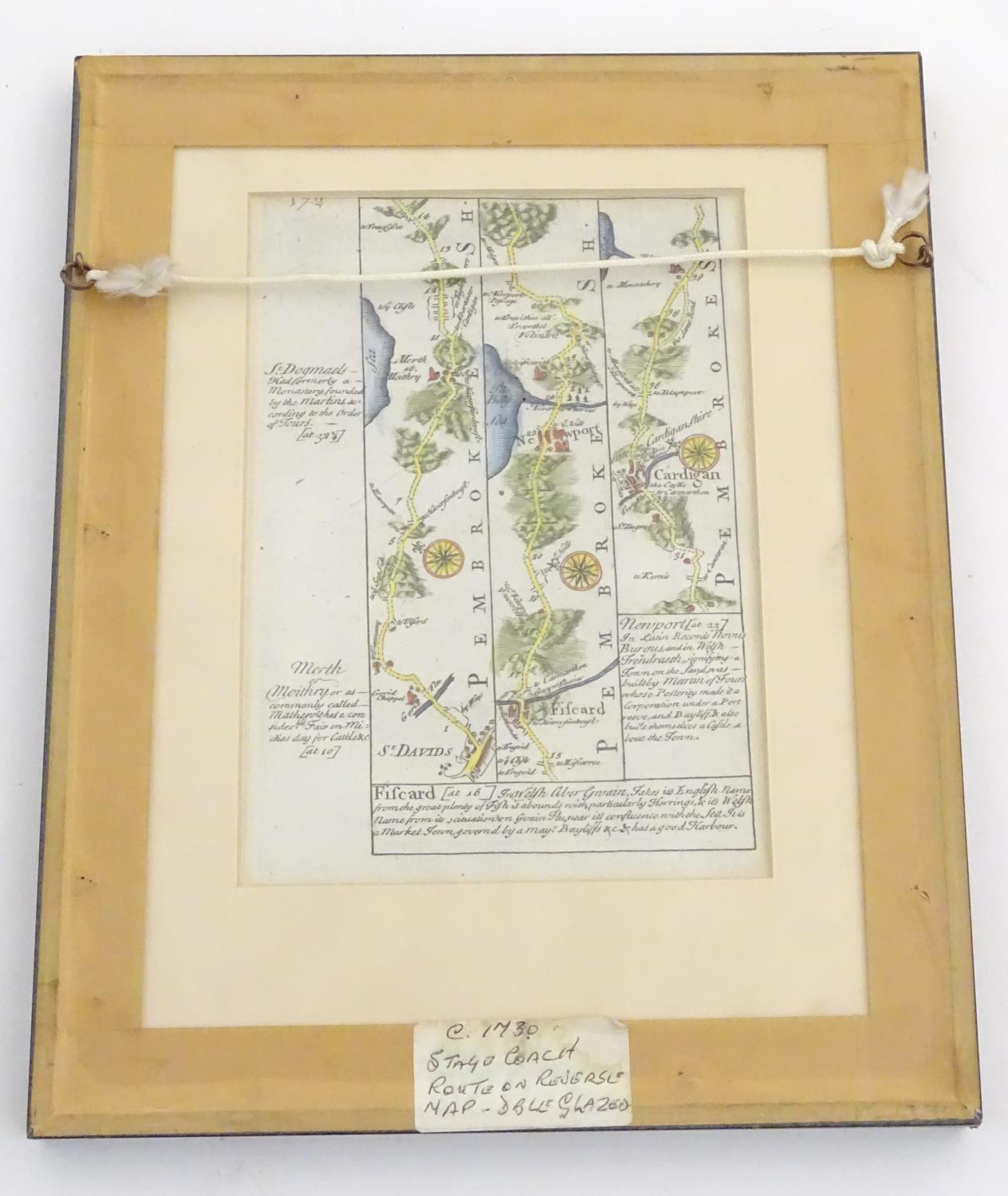 A double glazed 18thC hand coloured map of Pembrokeshire by John Ogilby, published in Owen & Bowen's - Image 9 of 11