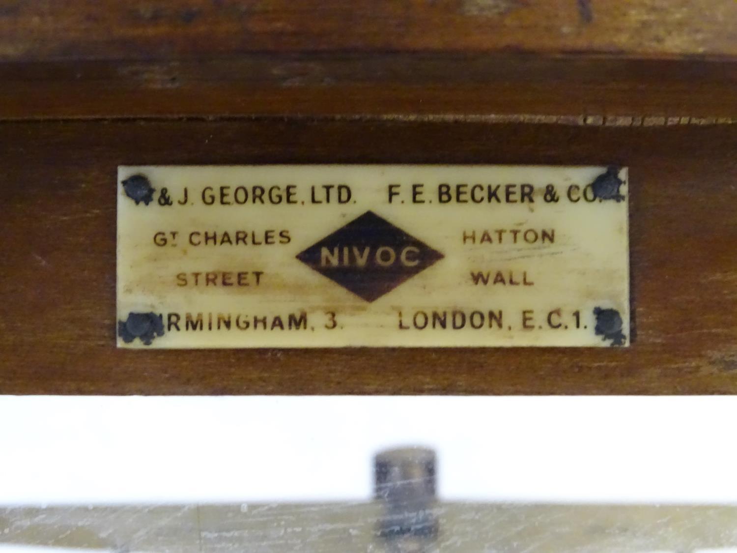 A set of vintage laboratory balance scales by W&J George (Birmingham) and FE Becker & Co (London), - Image 3 of 8