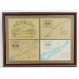 Four prints / maps framed together relating to the St Lawrence River and Seaway, Home waters to