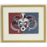 Liz Judge, XX, Limited edition woodcut, no. 3/8, Venetian Mask 3. Signed titled and numbered