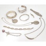 Assorted jewellery to include silver bangle, bracelets pendants etc Please Note - we do not make