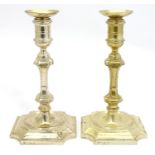 A pair of silver gilt candlesticks hallmarked Birmingham 1937 maker Hawksworth Eyre & Co 10 1/2"