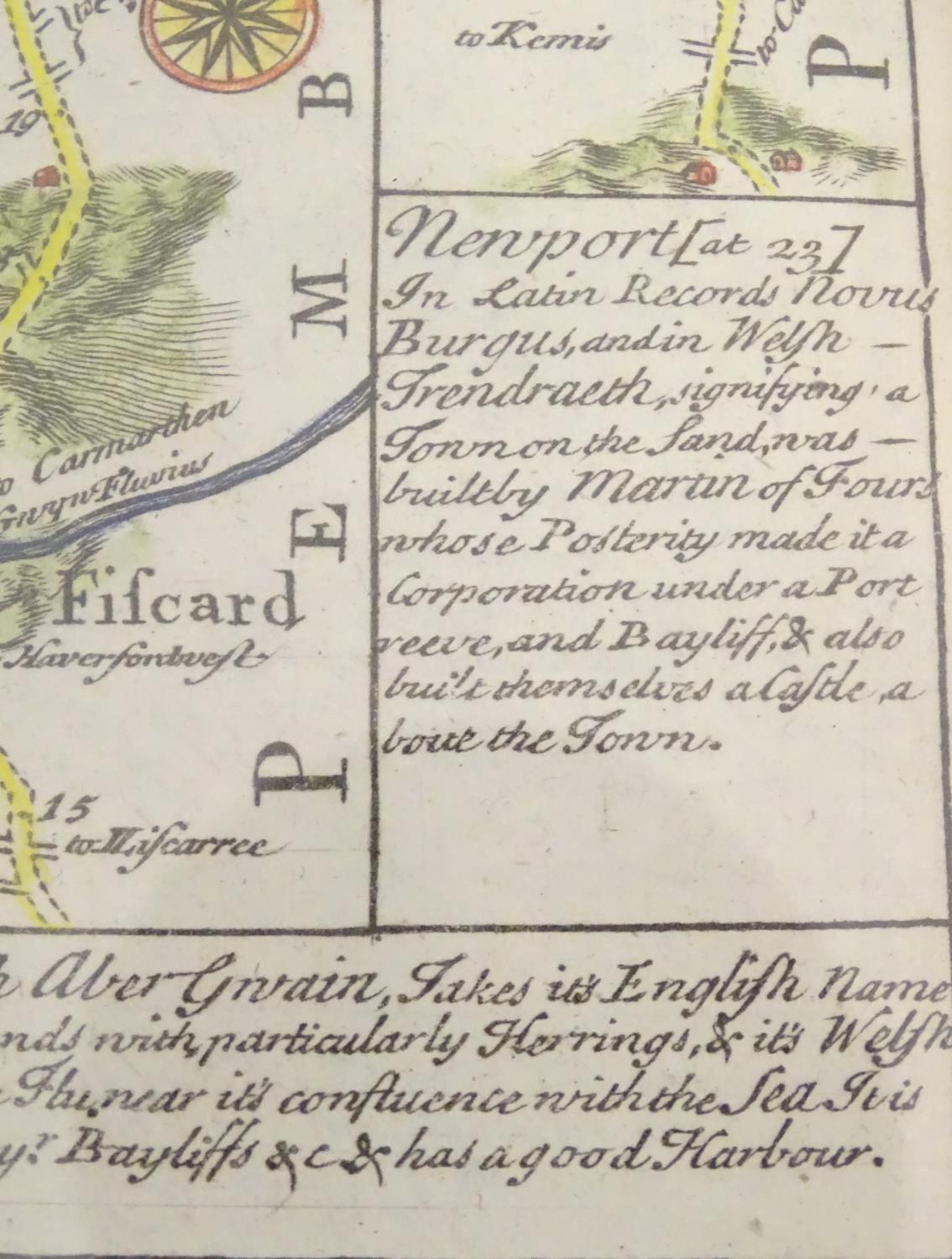 A double glazed 18thC hand coloured map of Pembrokeshire by John Ogilby, published in Owen & Bowen's - Image 11 of 11