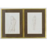 Francis de Lacy, XX, Pencils on paper, a pair, Still life studies of a nude woman standing. Both