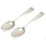 A pair Victorian silver Old English tea spoons, Hallmarked London 1840, maker Charles Boyton.