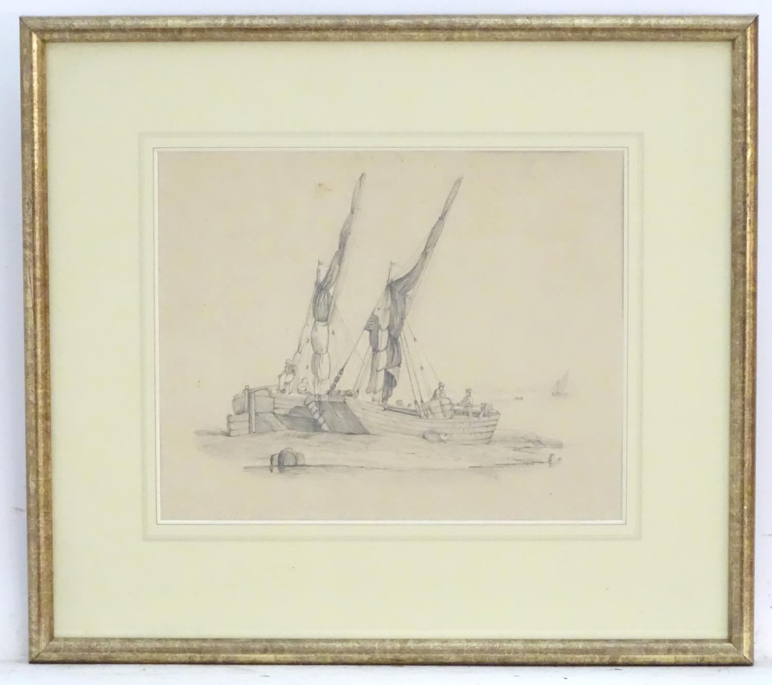 Attrib. J. B. Ladbrooke (1803-1879), Pencil on paper, English Marine School, A seascape scene with