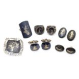 Various items of silver and white metal niello decorated jewellery, many marked Siam and/or Sterling