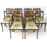 A set of ten (8+2) mid 20thC Regency style mahogany chairs, with carved cresting rails and lyre