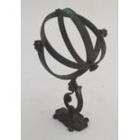 A late-19thC copper ships' compass gimbal mount, the points and fixture with rosette decoration,