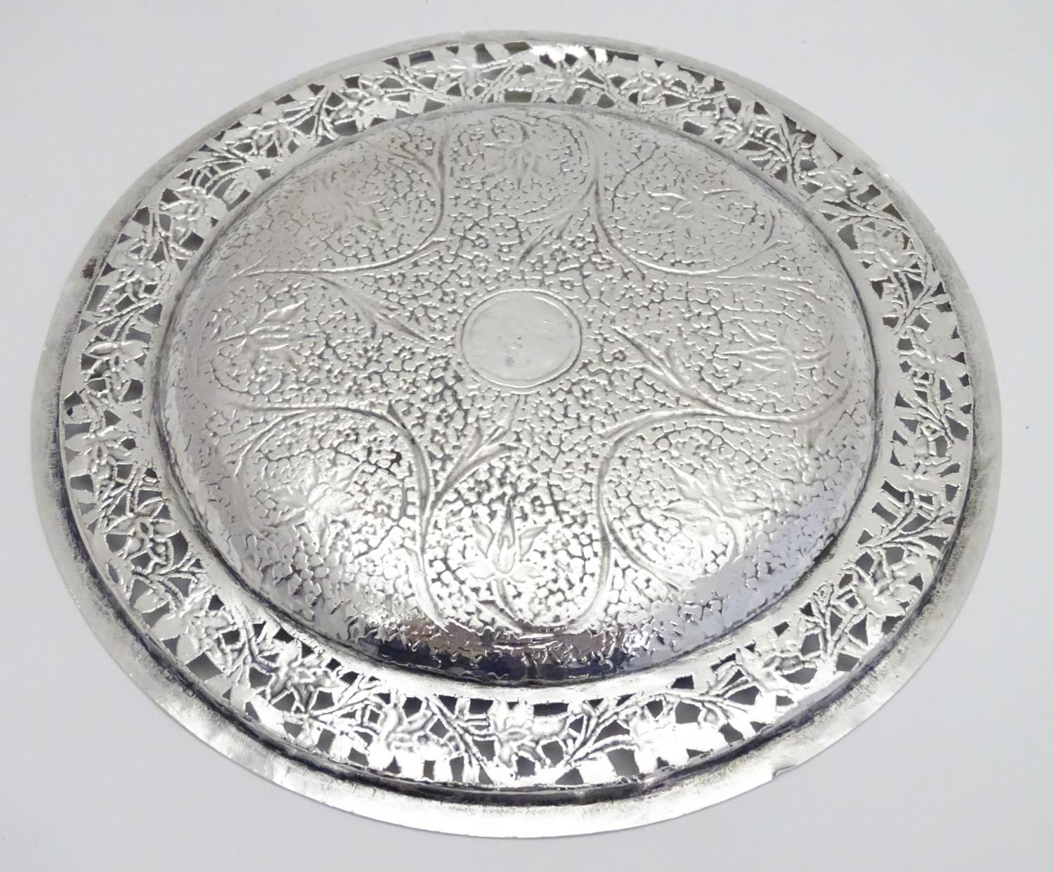 Two white metal dishes with floral and foliate decoration. The largest 6" diameter Please Note - - Image 6 of 7