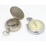 A mid-20thC cased topwind stopwatch by Stadion, together with a cased compass by Wittnauer (WWII U.