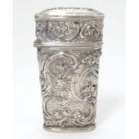 A 19thC White metal etui with floral and C-scroll decoration. 3 1/2" long Please Note - we do not