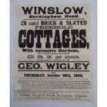 Buckinghamshire local interest: an early-20thC auction advertising poster, 'Winslow, Buckingham