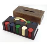 Toys: Early to mid 20thC gaming counters / casino chips, contained within a fitted case marked J C