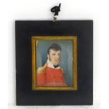 A 19thC rectangular watercolour and bodycolour portrait miniature, by Rose Bank. Depicting a