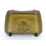 Kitchenalia: an early-20thC Huntley & Palmers biscuit tin, formed as a handbag and decorated with