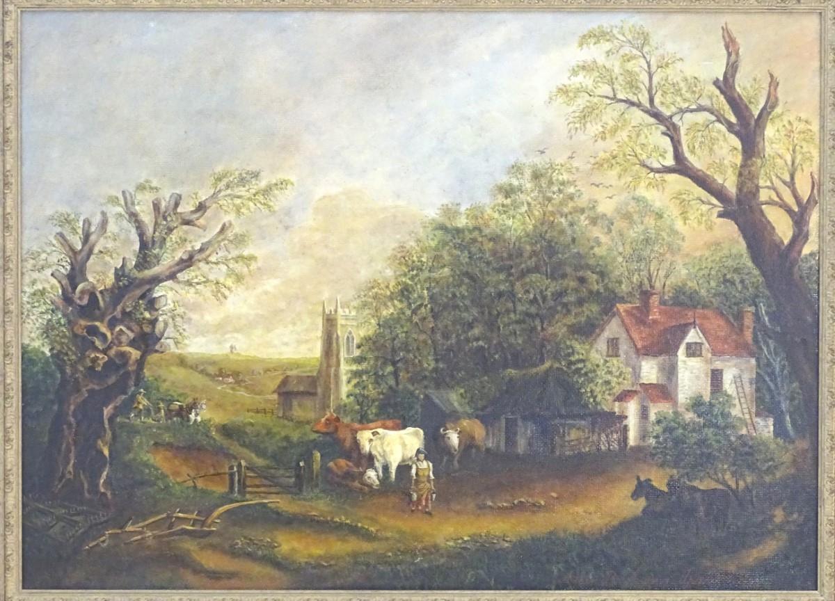 Arthur Reginald Andrews in the manner of John Constable (1776-1837), XX, Oil on board, A farmstead - Image 5 of 6