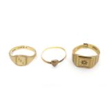 Two 9ct gold rings together with an 18ct gold ring (3) Please Note - we do not make reference to the