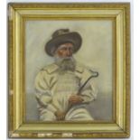 A. J. Metral, XX, Oil on canvas, A portrait of a shepherd, a bearded man in a hat, holding a