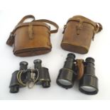 Militaria: two cased pairs of First World War/World War 1/WWI binoculars, comprising one pair of