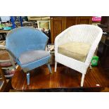 Two Lloyd Loom chairs, one with a lustre label (2) Please Note - we do not make reference to the