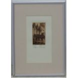 Dellozo ? XX, Sepia engraving ' Triple a S.Marime ' Three florentine windows and balcony, Signed and