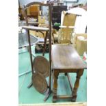 A small oak stool and hardwood folding cake stand Please Note - we do not make reference to the