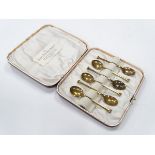 A cased set of 6 auphir alloy coffee spoons Please Note - we do not make reference to the