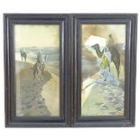 XIX, Two prints, Au Desert, Depicting two Arabic males riding camels through a desert, and La