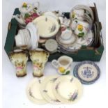 A box of miscellaneous ceramics etc to include various vases, tea wares, dinner wares by Simpson'