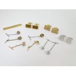 Assorted cufflinks, tie pins etc Please Note - we do not make reference to the condition of lots