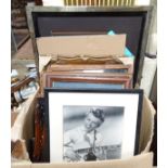 Assorted pictures, framed photos, prints etc. To include, a framed original press photograph of