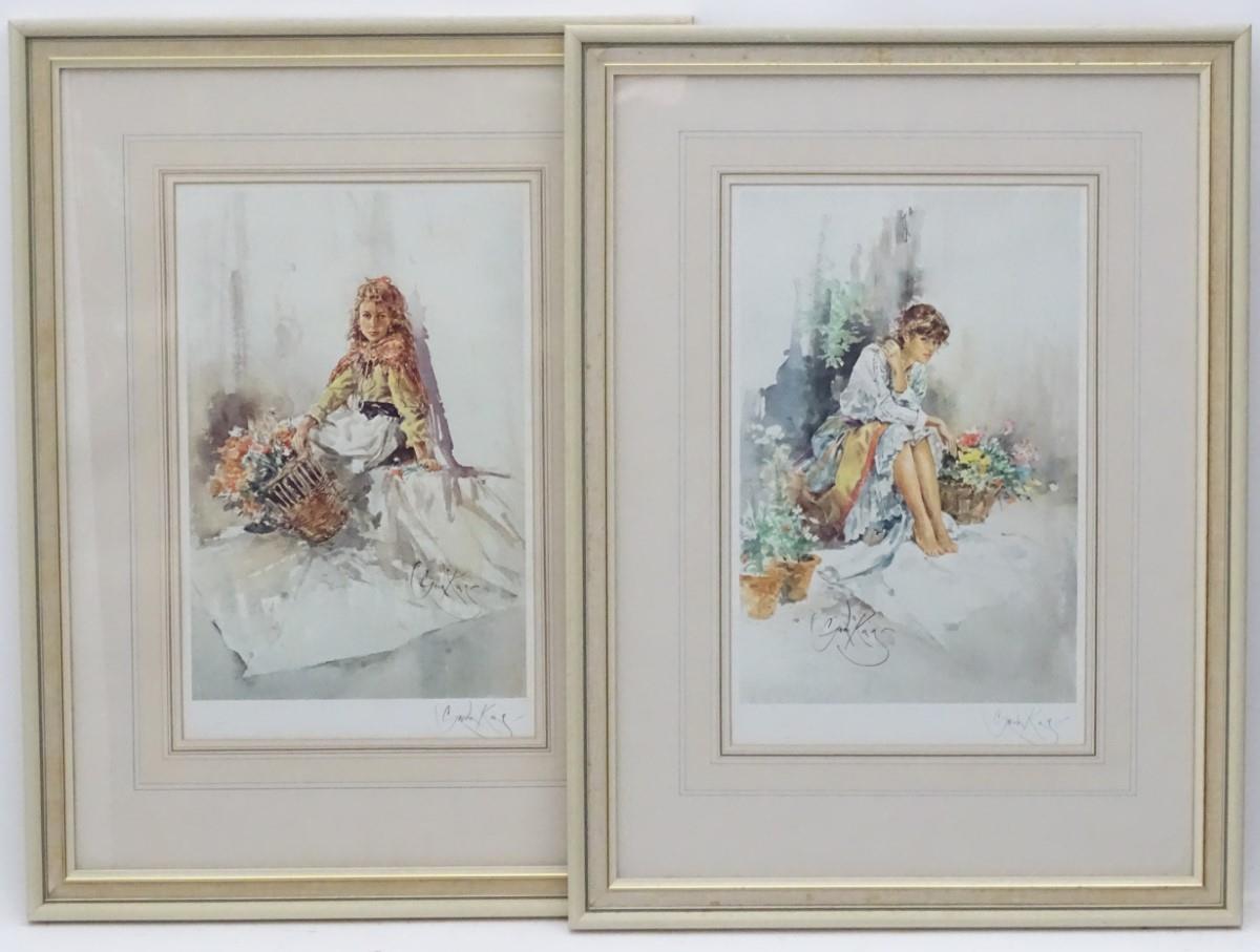 After Gordon King (1939 - ), Colour print (2), ' Suzi ' and 'Selina' Signed in pencil by the artist.