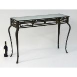 Vintage Retro: a powder coated hall table with plate glass top, ornate cabriole legs and frieze
