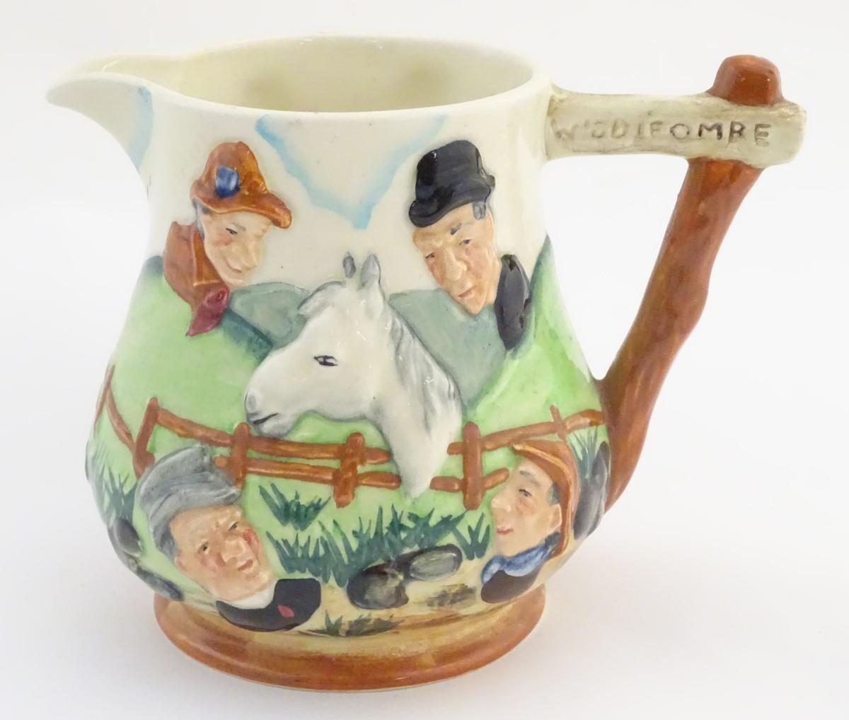 Hunting: A Sandland Ware jug, titled Uncle Tom Cobleigh and All. Decorated with an English landscape