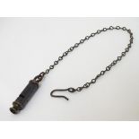 Militaria: a post-WWII Military Policeman's whistle and chain by J. Hudson & Co, Birmingham, stamped