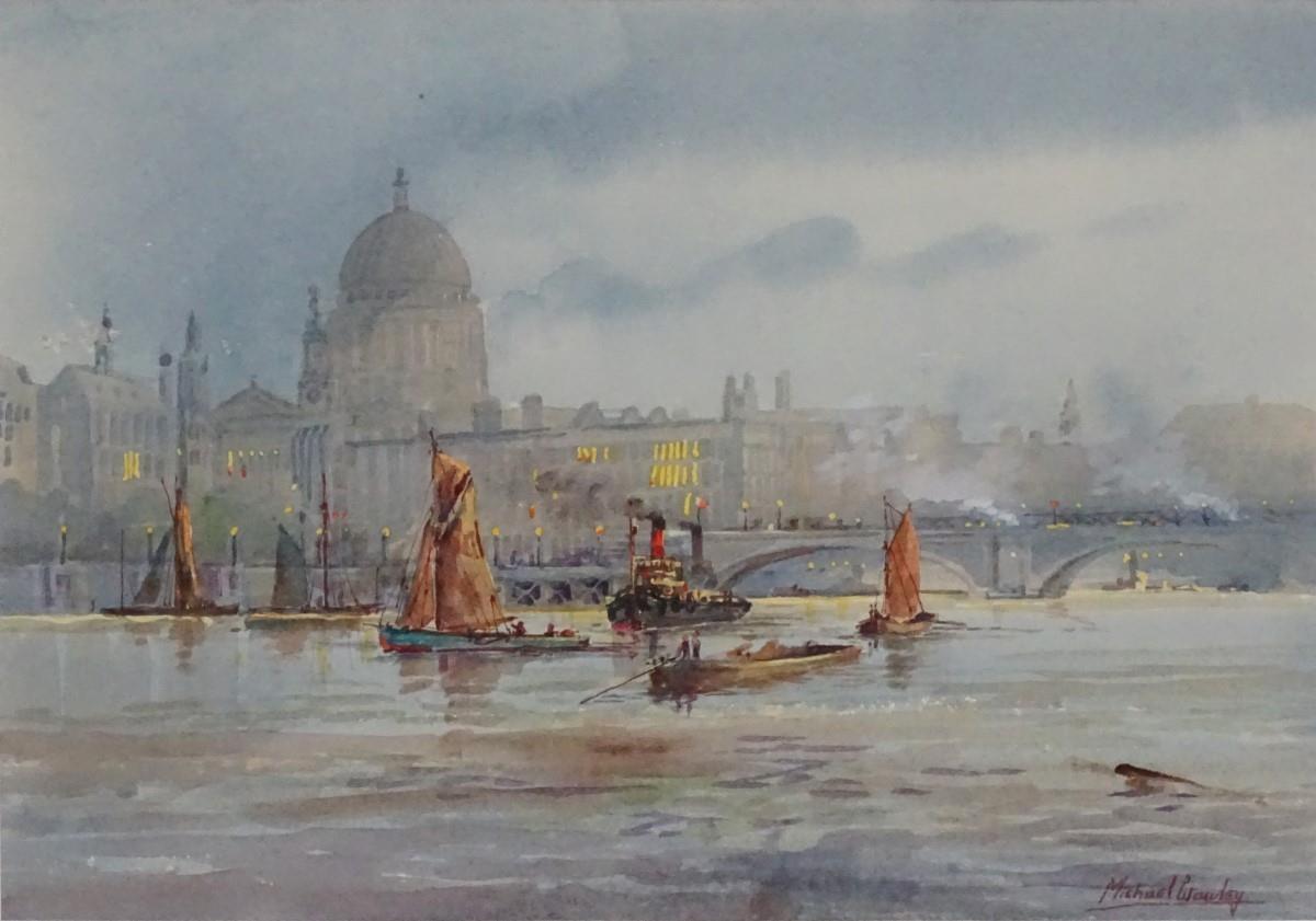 Godfrey Hughes, XIX-XX, Watercolour, The Continental Fruit Seller, woman under a parasol in town - Image 2 of 8