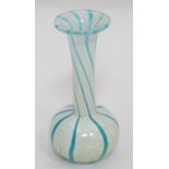 Glass : Mdina vase , an art glass bellied vase with long neck and slight spiral blue and white glass