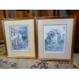 Two framed limited edition prints signed Judy Boyes to lower right, Hawkshead Porch 98/850 and Nab