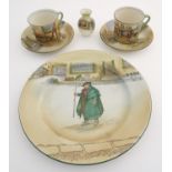 A quantity of Royal Doulton Dickens wares to include a Bill Sykes cup and saucer, a Sam Weller