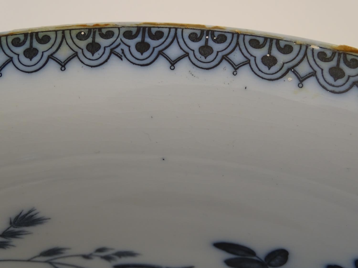 A Victorian Villeroy and Boch blue and white circular sink in the pattern Cyanus with floral and - Image 7 of 8