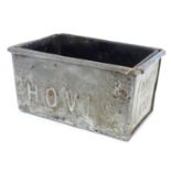 An early to mid 20thC steel Hovis bread tin / loaf pan, marked on all sides, the underside