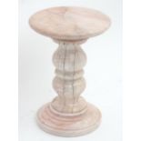 Garden & Architectural, Salvage: a pink marble pedestal jardiniere stand, approximately 20" tall