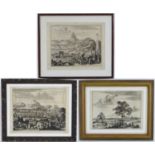 After Pieter Van Der Aa (1659-1733), Three 18thC copper plate engravings, Depicting the towns of